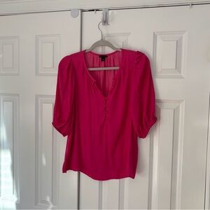 Ann Taylor Fuchsia Blouse with Button Detail